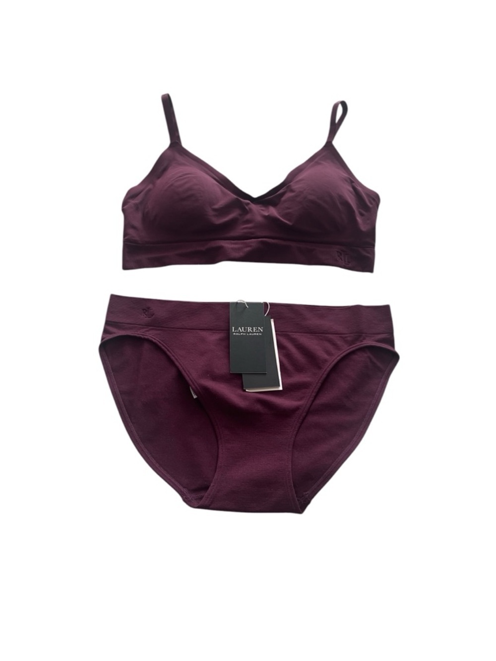 Ralph Lauren Deep Plum Wireless Bralette & Bikini Set Sz/M